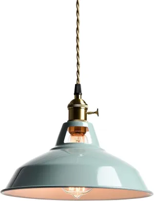 CLAXY Modern Pendant Light Sea Blue Barn Shade Hanging Lights Over Kitchen Island Adjustable Height Pendant with Switch for Bar Loft Bedroom Dining Restaurant
