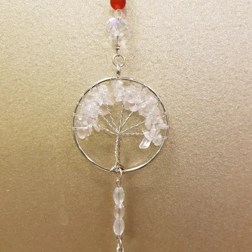 Clear Quartz Throat Chakra Chakra Tree of Life Hanging Prism/Suncatcher (assorted)