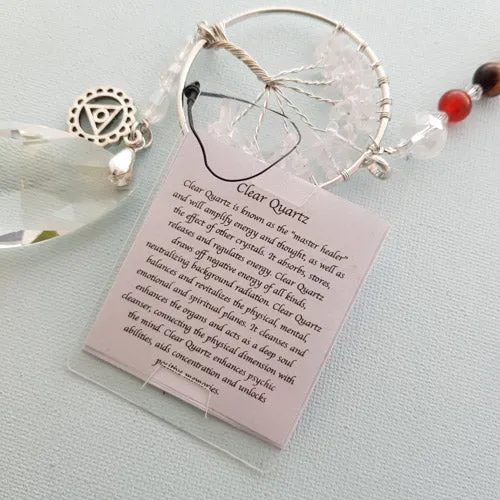 Clear Quartz Throat Chakra Chakra Tree of Life Hanging Prism/Suncatcher (assorted)