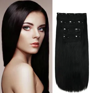 Clip in Hair Extensions Real Human Hair 4 PCS Set 12 inch 14 inch 16 inch Multi Length Black Long Thick Straight Secret Hairpiece for Women Full Head