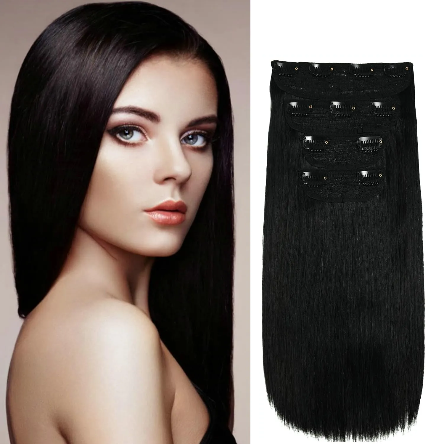 Clip in Hair Extensions Real Human Hair 4 PCS Set 12 inch 14 inch 16 inch Multi Length Black Long Thick Straight Secret Hairpiece for Women Full Head