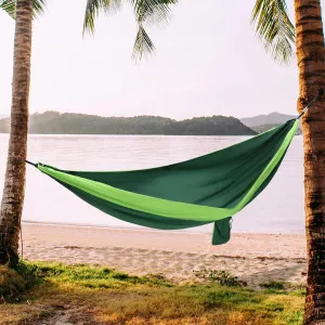 CNCEST Camping Hammock, 106.3 * 55.12in Double & Single Portable Hammock for Backpacking and Travel Hiking Camping, Blackish Green Light Green