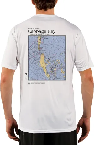 Coastal Classics Cabbage Key Nautical Chart Men's UPF 50  Sun Protection Short Sleeve T-Shirt