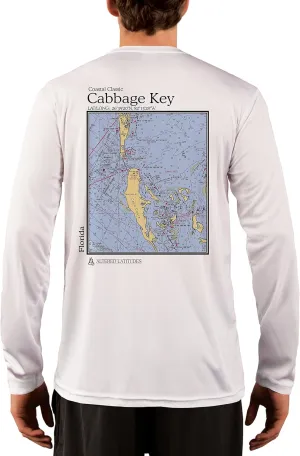 Coastal Classics Cabbage Key Nautical Chart Men's UPF 50  UV/Sun Protection Long Sleeve T-Shirt