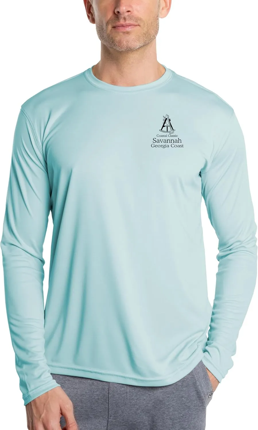 Coastal Classics Savannah Coast Nautical Chart Men's UPF 50  Sun Protection Long Sleeve T-Shirt