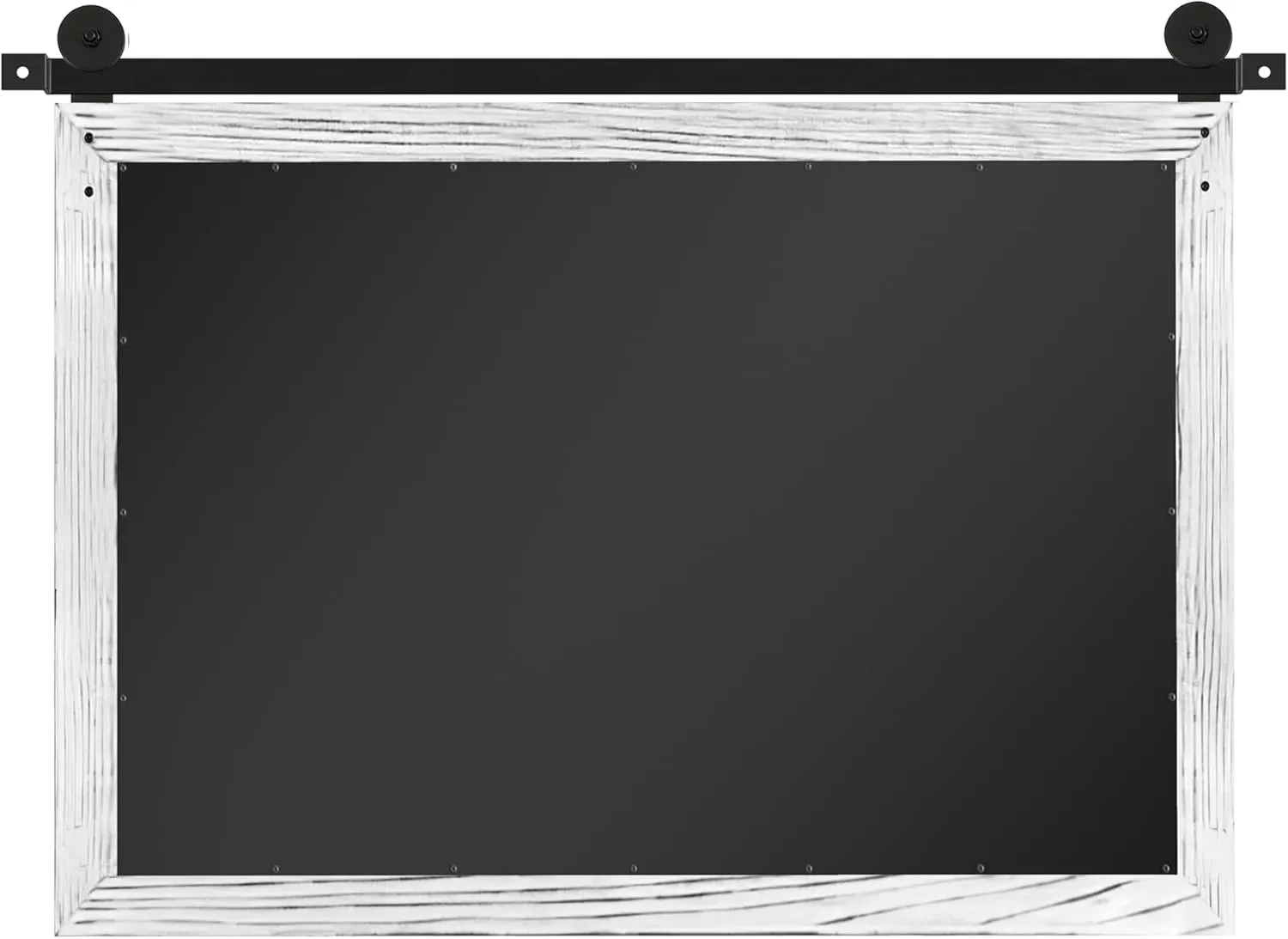 COGOOD Farmhouse Barn Door Mirror - 41" x 26" Rustic Wood Framed Wall Mirror for Bathroom, Living Room, Bedroom Wall Decor (White)