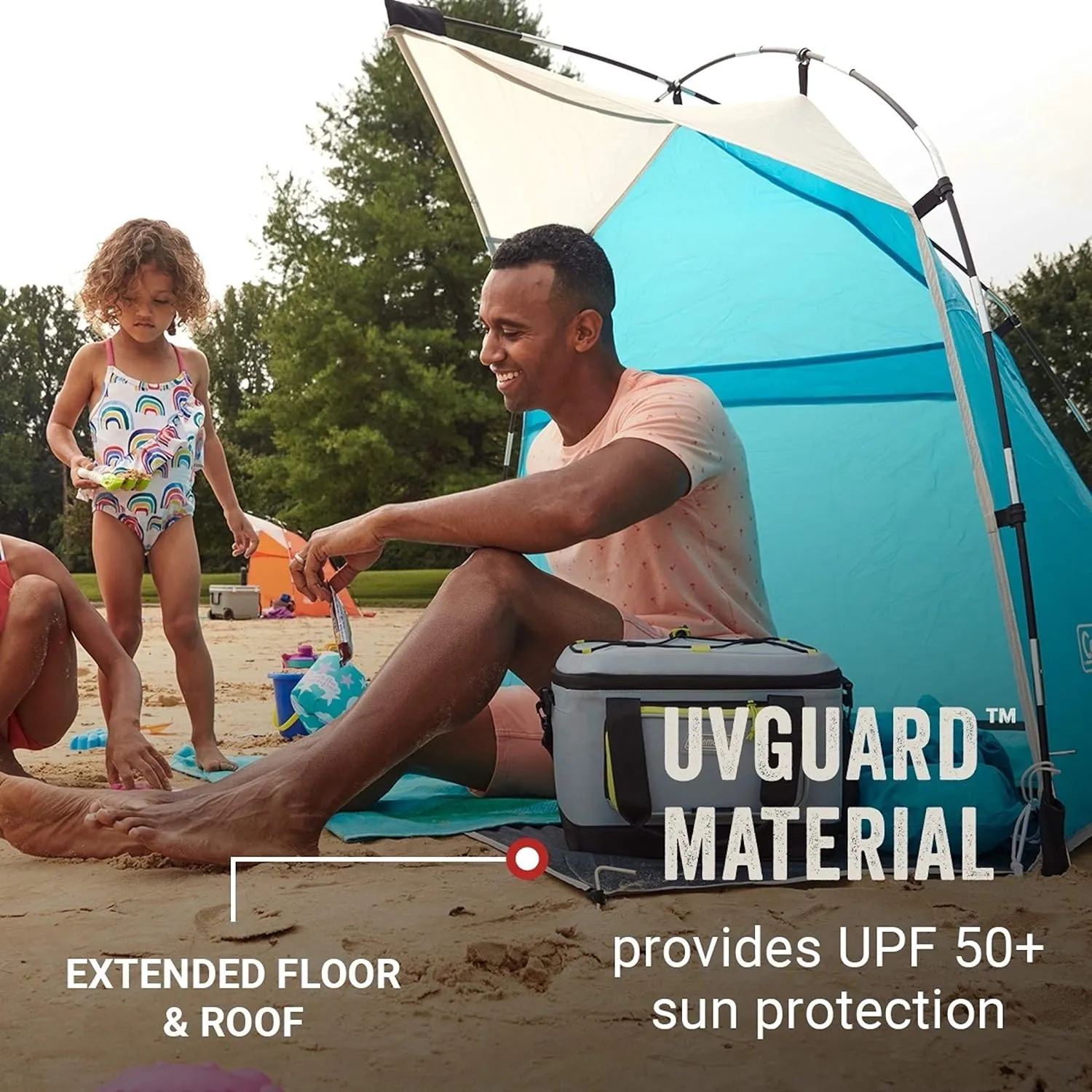 Coleman Skyshade Large Portable Sun Shelter, Easy Setup with Pre-Attached Poles, Beach Canopy Provides Cover from Sand & Sun