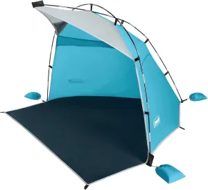 Coleman Skyshade Large Portable Sun Shelter, Easy Setup with Pre-Attached Poles, Beach Canopy Provides Cover from Sand & Sun