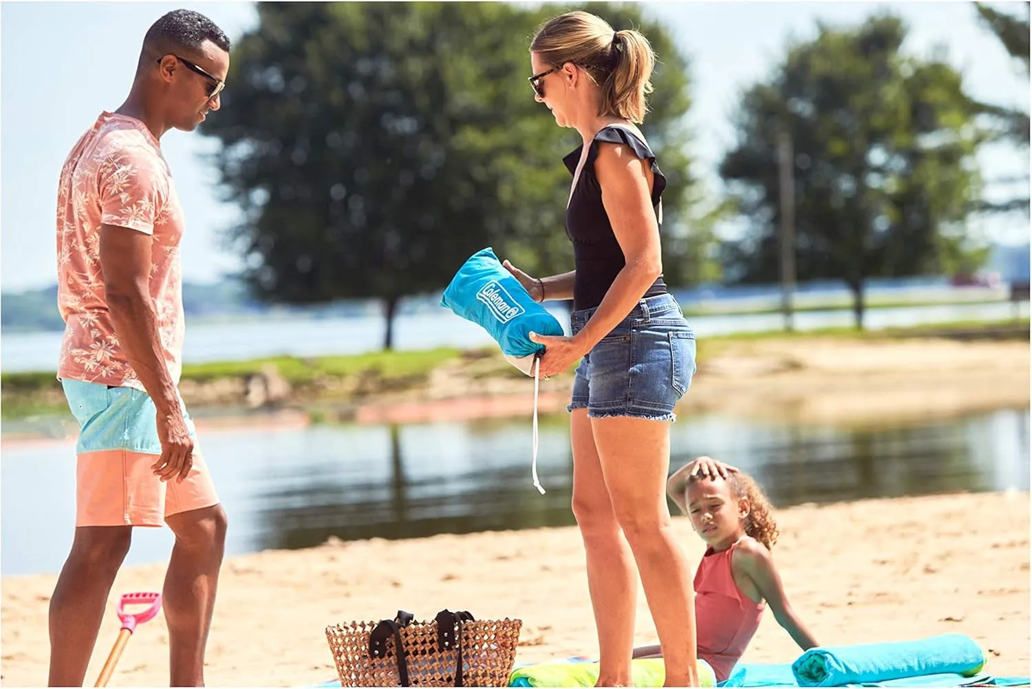Coleman Skyshade Large Portable Sun Shelter, Easy Setup with Pre-Attached Poles, Beach Canopy Provides Cover from Sand & Sun