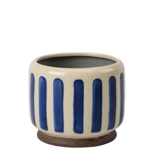 Collector Glazed Pot, Blue Stripe – 10cm