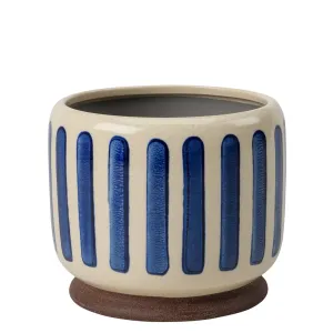 Collector Glazed Pot, Blue Stripe – 13cm