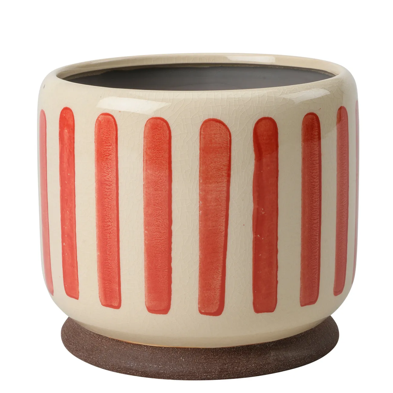 Collector Glazed Pot, Red Stripe – 16cm
