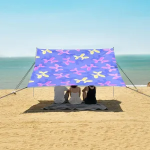 Colorful Cute Balloon Puppies Beach Canopy Tent Anti-UV & Wind Resistant, Camping Sun Shelter Easy Setup Portable,Outdoor Shade Tents with Sandbags,Sand Shovels,Ground Pegs & Stability Poles
