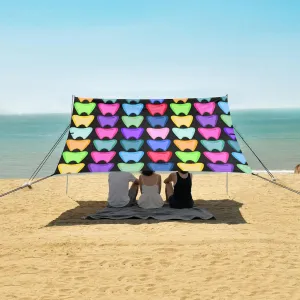 Colorful Teeth Pattern Beach Camping Tent Sun Shelter for Whole Family, Beach Shade Canopy with UPF50  UV Protection,Easy Set Up and Carry,Outdoor Shade for Trips, Fishing, Backyard Fun Picnics