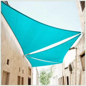 ColourTree 20' x 20' x 20' Turquoise Triangle TAPT20 Sun Shade Sail Canopy Mesh Fabric UV Block UPF50 - Commercial Heavy Duty - 190 GSM - 3 Years Warranty (We Make Custom Size)