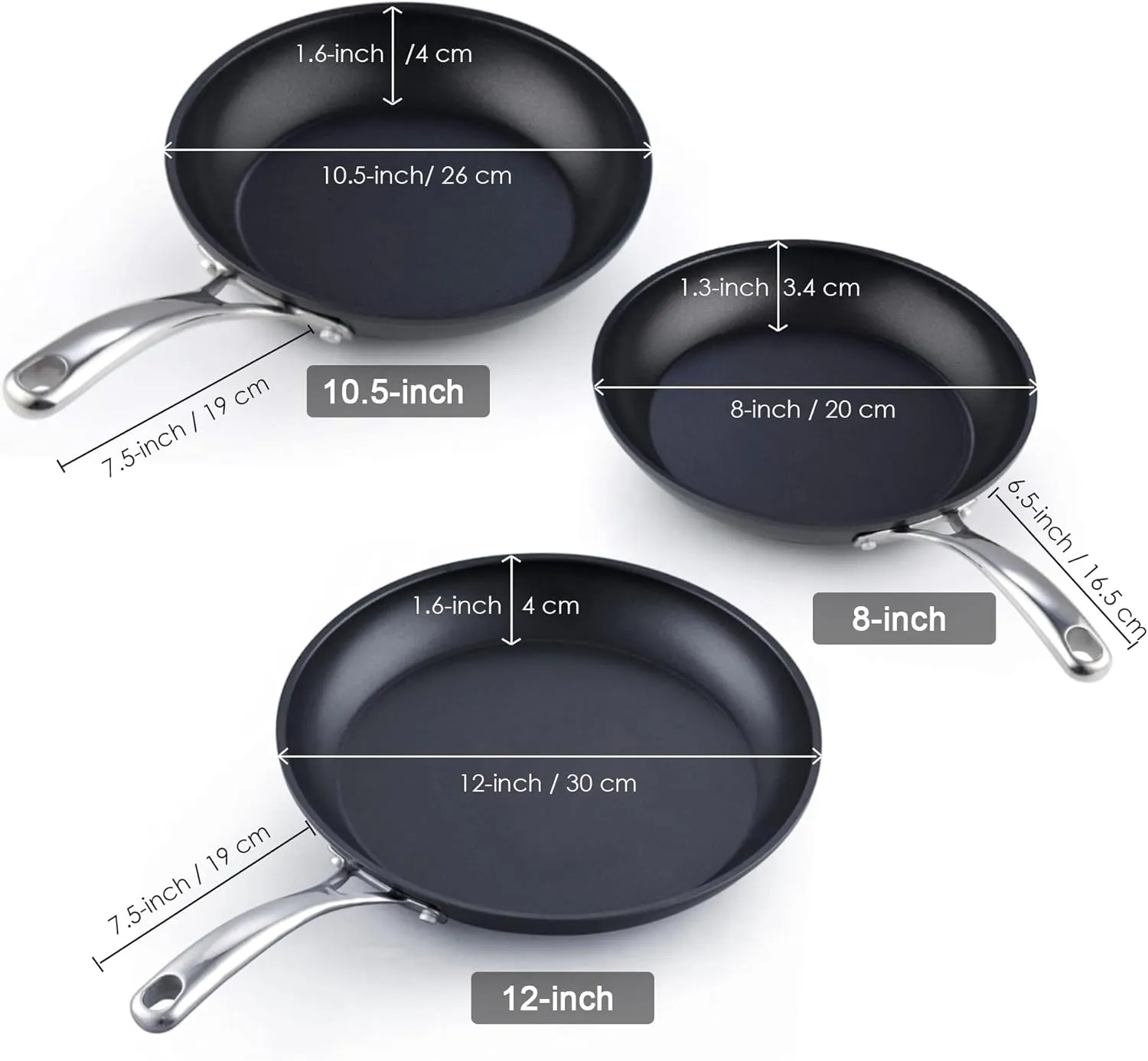 Cooks Standard Frying Omelet Pan, Classic Hard Anodized Nonstick 10.5-Inch Sauté Skillet Egg Pan, Black