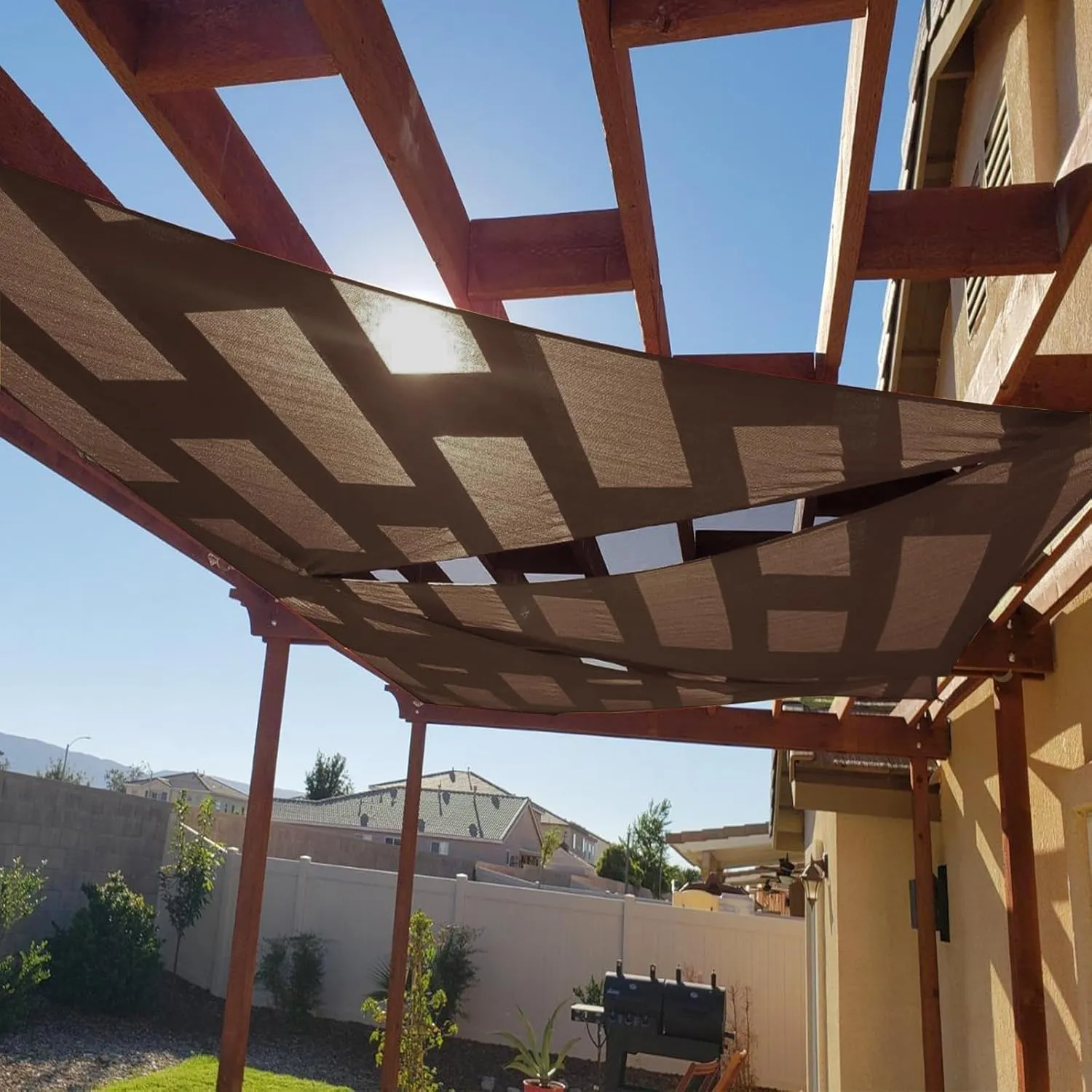 Cool Area Sun Shade Sail 12x12x12FT Triangle Shade Canopy Outdoor Sunshade for Patio Backyard Garden, Brown