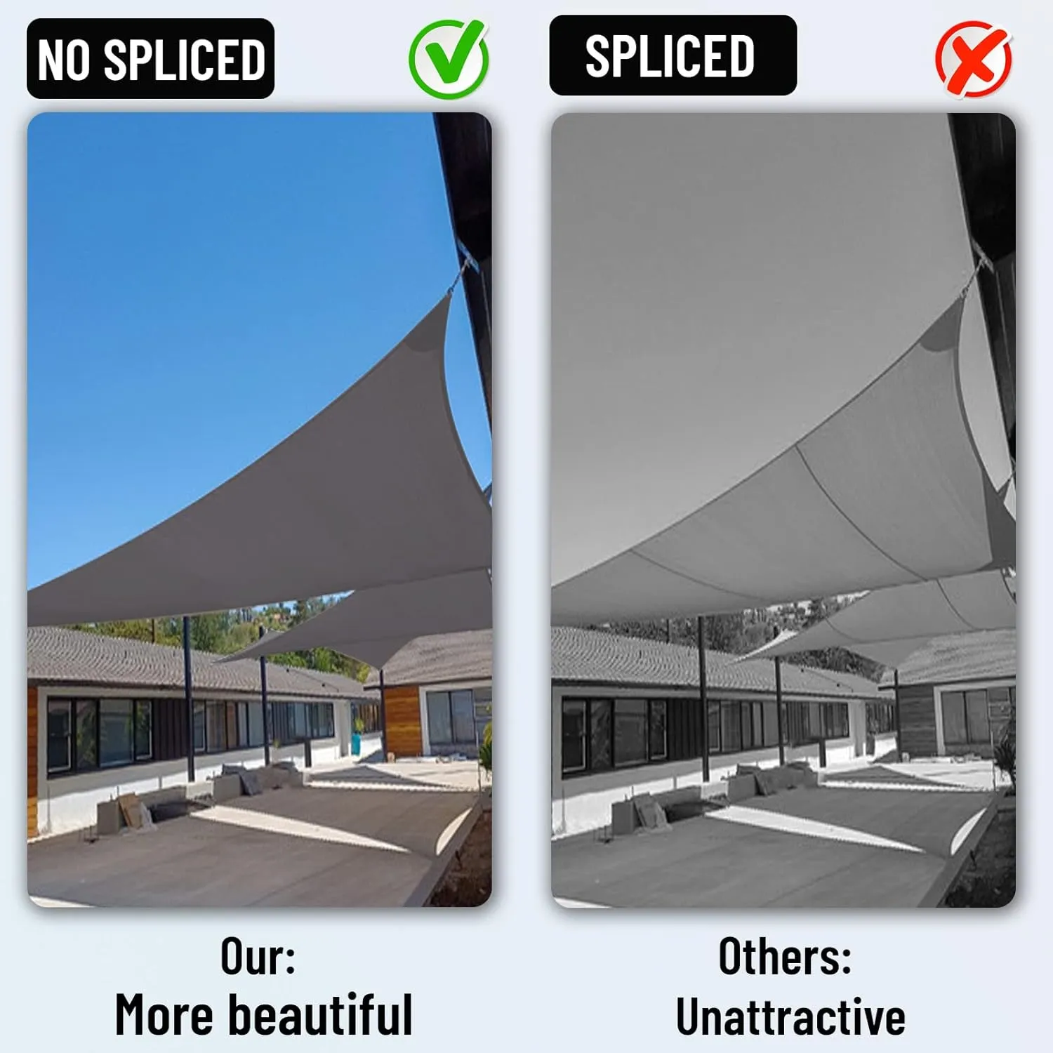 COOLBOYS 16'x 16' Sun Shade Sail Dark Grey Rectangle UV Block Outdoor Shade Canopy Sunshade for Patio Lawn Garden Carport Backyard Deck Pergola