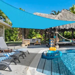 COOLBOYS 8'x 10' Sun Shade Sail Turquoise Rectangle UV Block Outdoor Shade Canopy Sunshade for Patio Lawn Garden Carport Backyard Deck Pergola