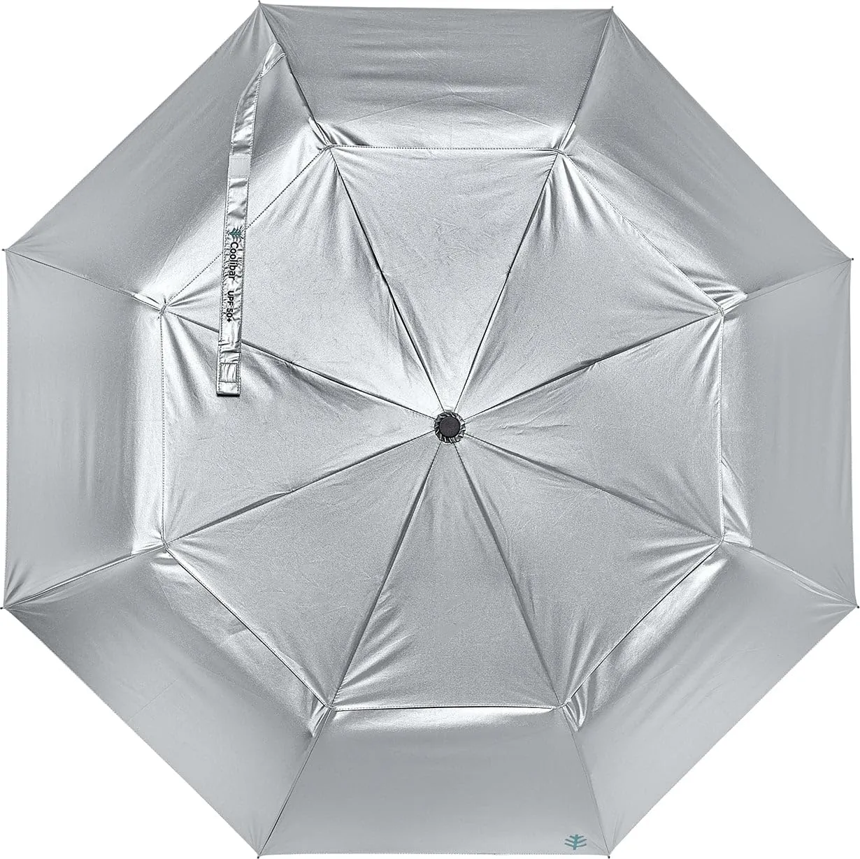 Coolibar UPF 50  42 Inch Sodalis Travel Umbrella - Sun Protective (One Size- Silver)