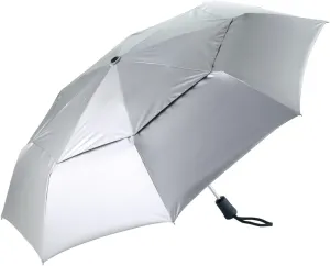 Coolibar UPF 50  42 Inch Sodalis Travel Umbrella - Sun Protective (One Size- Silver)
