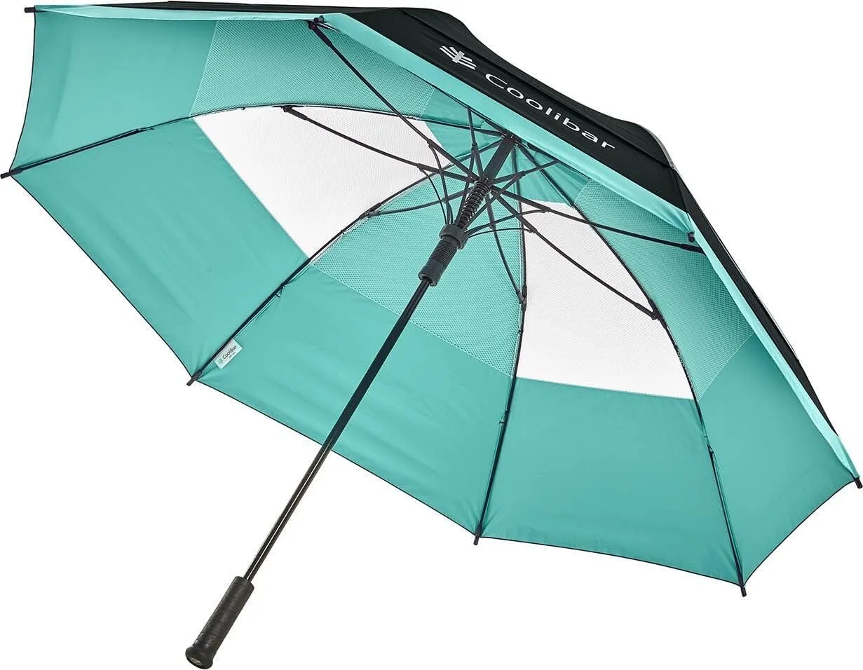 Coolibar UPF 50  62 Inch Tournament Golf Umbrella - Sun Protective (One Size- Black/White Colorblock)