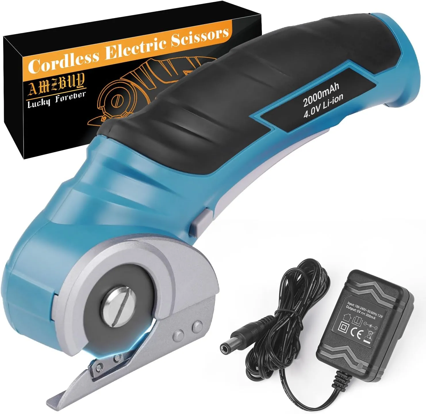Cordless Electric Scissors Cardboard Cutter - AMZBUY 4V Rotary Cutter with Self-Sharpening Blade Rechargeable Box Cutter for Cardboard Recycling, Carpet Cutting Tool for Plastic, for Father's Day Gift