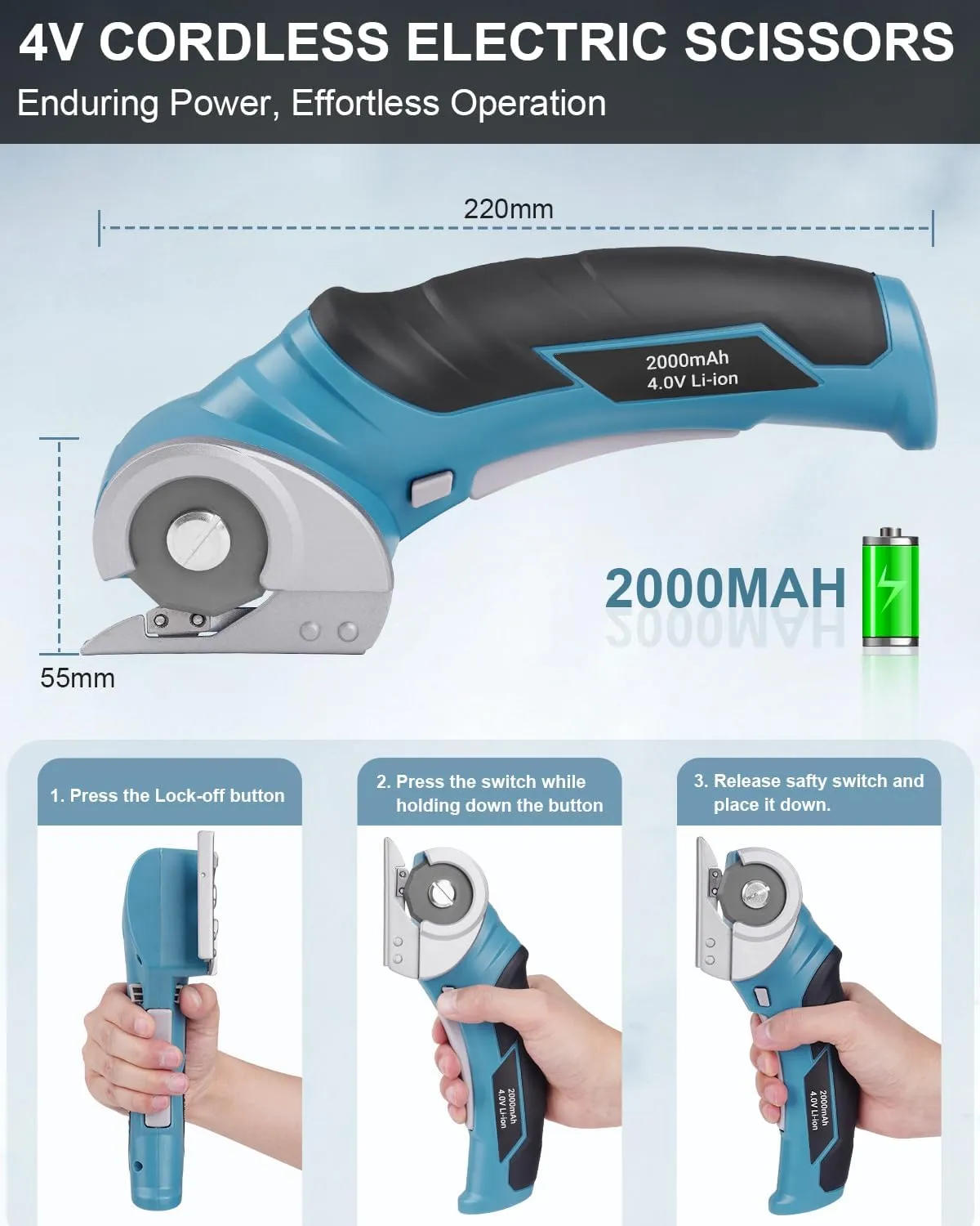 Cordless Electric Scissors Cardboard Cutter - AMZBUY 4V Rotary Cutter with Self-Sharpening Blade Rechargeable Box Cutter for Cardboard Recycling, Carpet Cutting Tool for Plastic, for Father's Day Gift