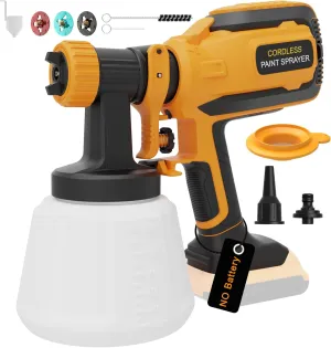 Cordless Paint Sprayer forf Dewalt 20V Battery, Portable Wireless Spray Paint Gun with 1200ML Container, Easy to Clean,3 Patterns for Fence House Walls Wood Ceiling etc. DL05(Battery Not Included)