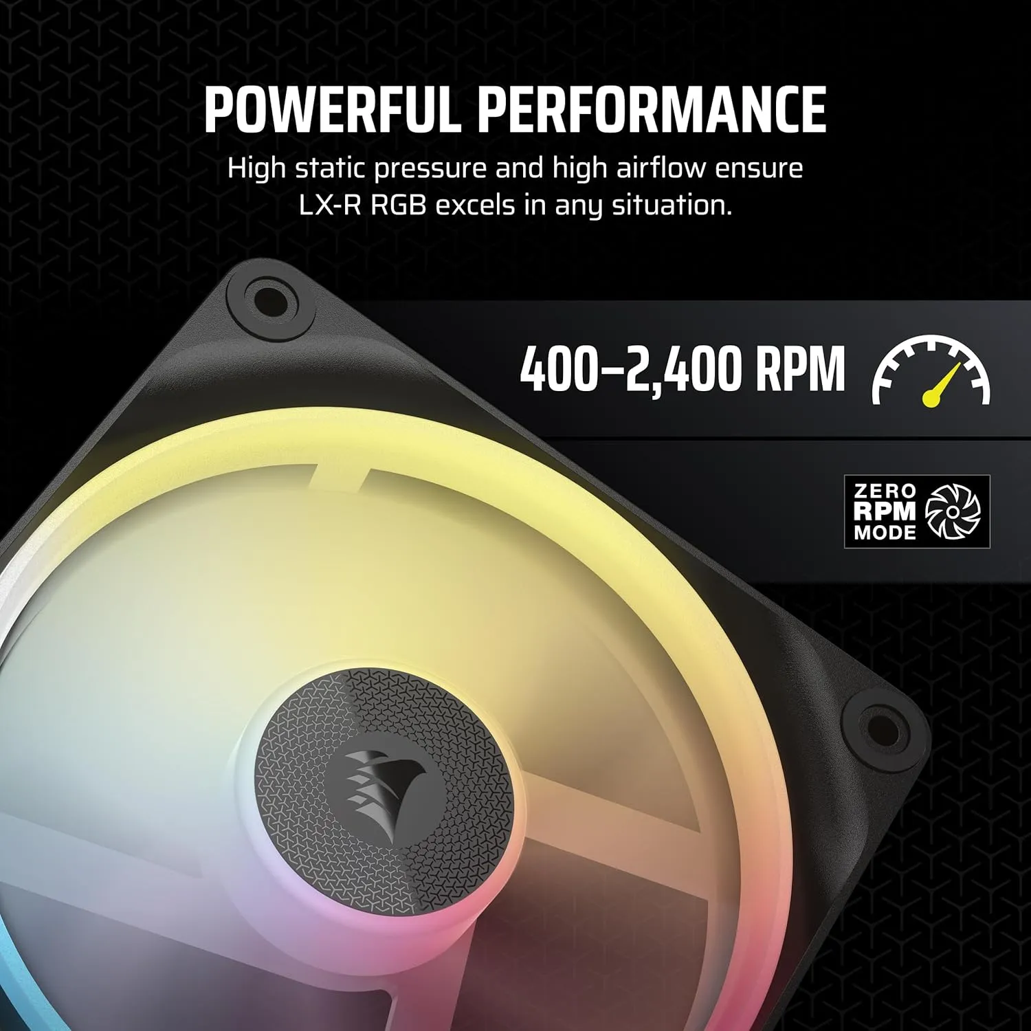 CORSAIR iCUE Link LX120-R RGB 120mm PWM Reverse Fan – Single Fan – Low-Noise, Magnetic Dome Bearing, Dual Light Loops, CORSAIR QuikTurn Screws, Zero RPM Mode – Black