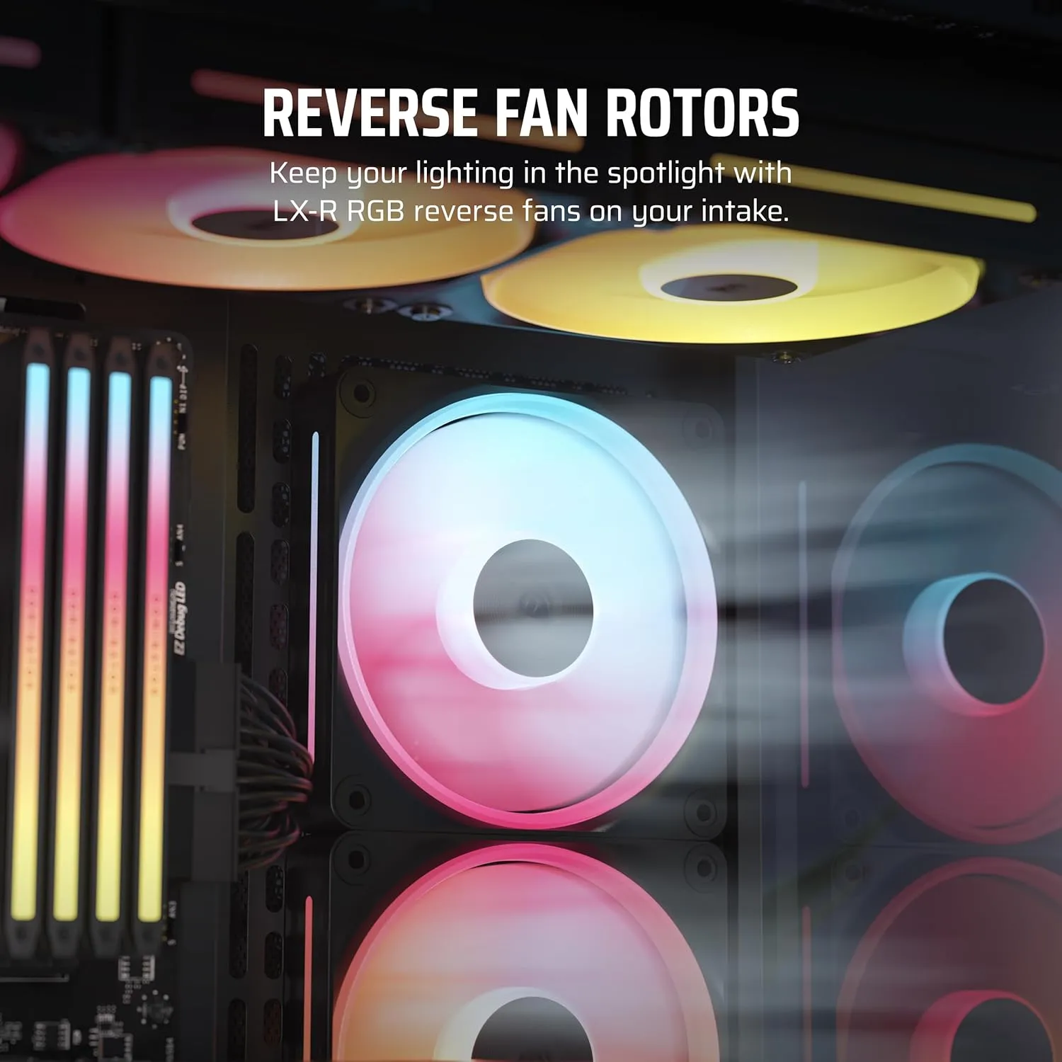 CORSAIR iCUE Link LX120-R RGB 120mm PWM Reverse Fan – Single Fan – Low-Noise, Magnetic Dome Bearing, Dual Light Loops, CORSAIR QuikTurn Screws, Zero RPM Mode – Black
