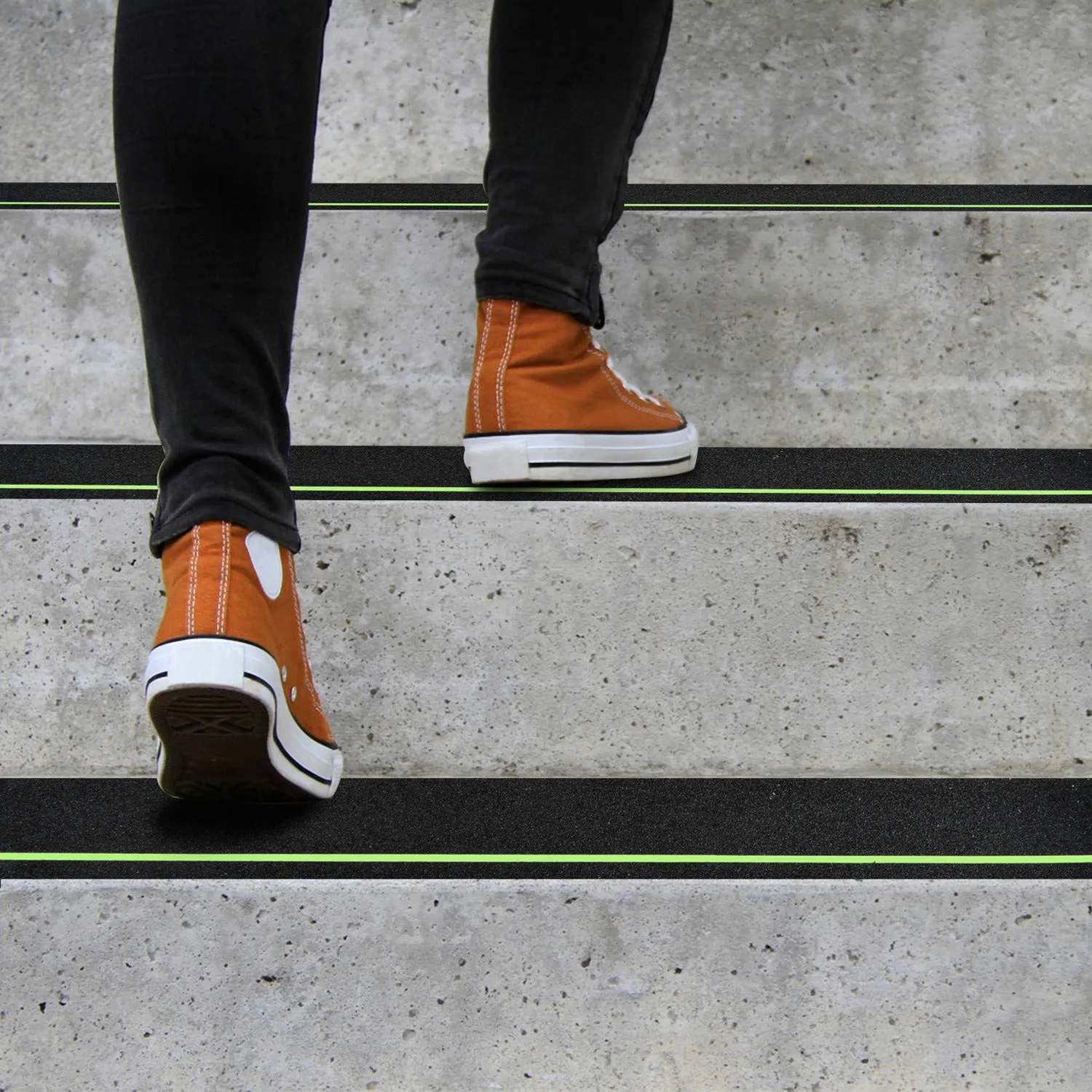 COSIMIXO 4" x 33FT Anti Slip Tape with Glow in The Dark Stripe,Premium Grip Tape Non Slip Stair Treads Tape,Non Skid Tape, High Traction Adhesive for Stairs Step Black/Green