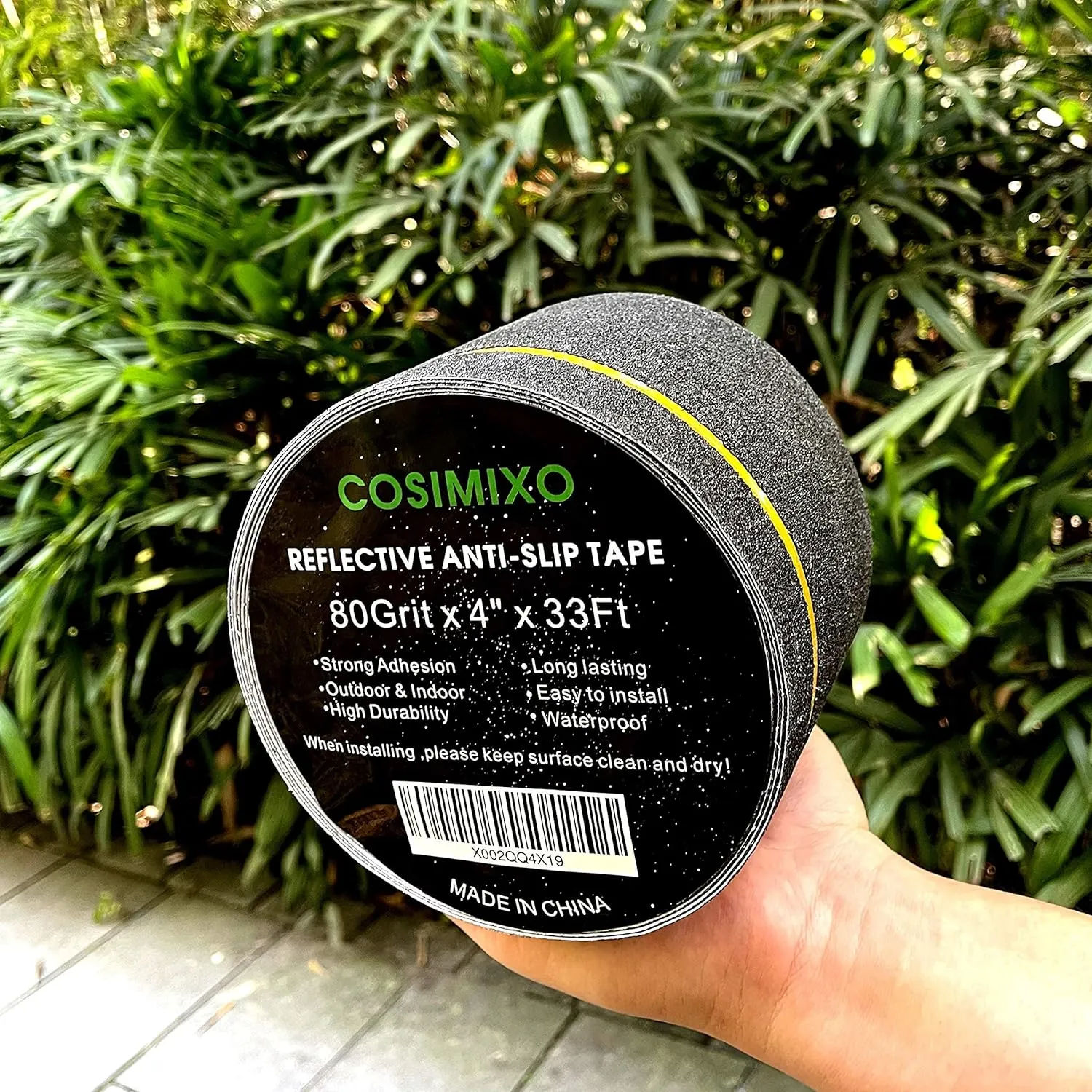 COSIMIXO 4" x 33FT Anti Slip Tape with Reflective Stripe,Premium Grip Tape Non Slip Stair Treads Tape,Non Skid Tape, High Traction Adhesive for Stairs Step Black/Yellow