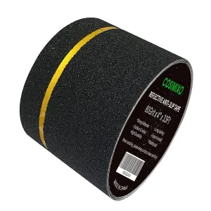 COSIMIXO 4" x 33FT Anti Slip Tape with Reflective Stripe,Premium Grip Tape Non Slip Stair Treads Tape,Non Skid Tape, High Traction Adhesive for Stairs Step Black/Yellow