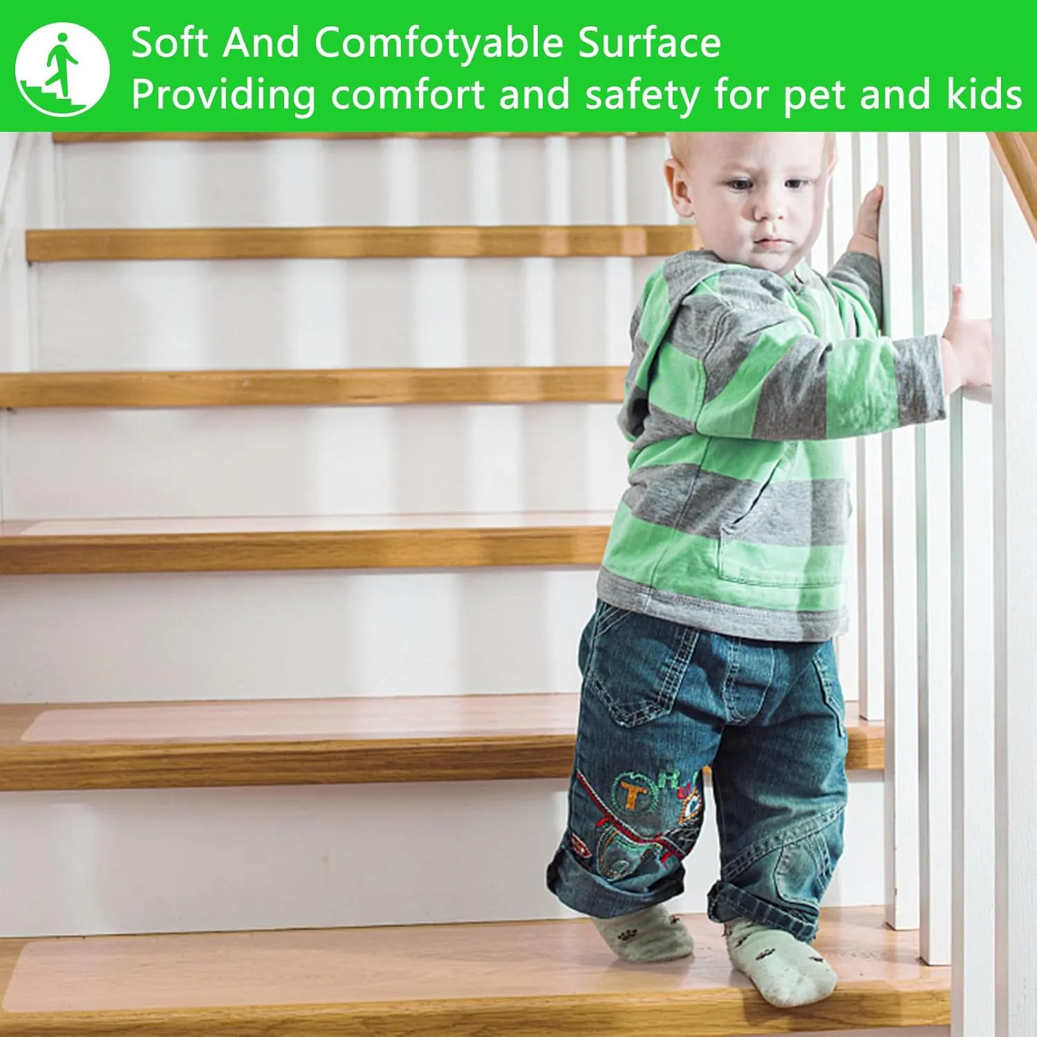 COSIMIXO 8" x 33Ft Clear Anti Slip Tape Waterprooft, Non-Slip Stair Treads Tape Traction, Boats, Stairs, Transparent, Soft, Comfortable for Bare feet