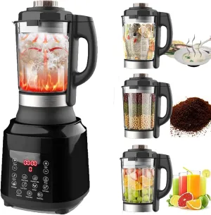 Countertop Food Blender,Hot Soup Maker,High-Speed Kitchen Food Processor with 9 One Touch Programs,12H Preset,Self-Cleaning,Crushing,Mixing,Juices,Pureeing,Grinding,Chopping,Auto-shutoff, 60OZ, 1200W