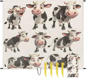 Cow Beach Blanket for Adults, 59" x 68" Waterproof Outdoor Picnic Blanket Mat Sand Proof Extra Large Milk Cow Picnic Mat for Beach Travel Camping