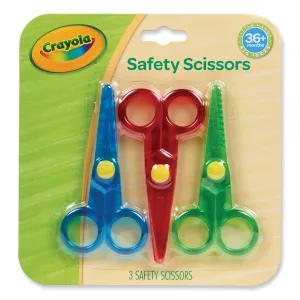 Crayola® Safety Scissors, Rounded Tip, Straight Assorted Color Handles, 3/Pack