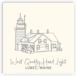 Cream West Quoddy Head Light, Joyride Home Decor, Wood Plaque, 12"x12" Wall Hanging, Wood Sign, Artist Designed Home Décor, Express Your Style.