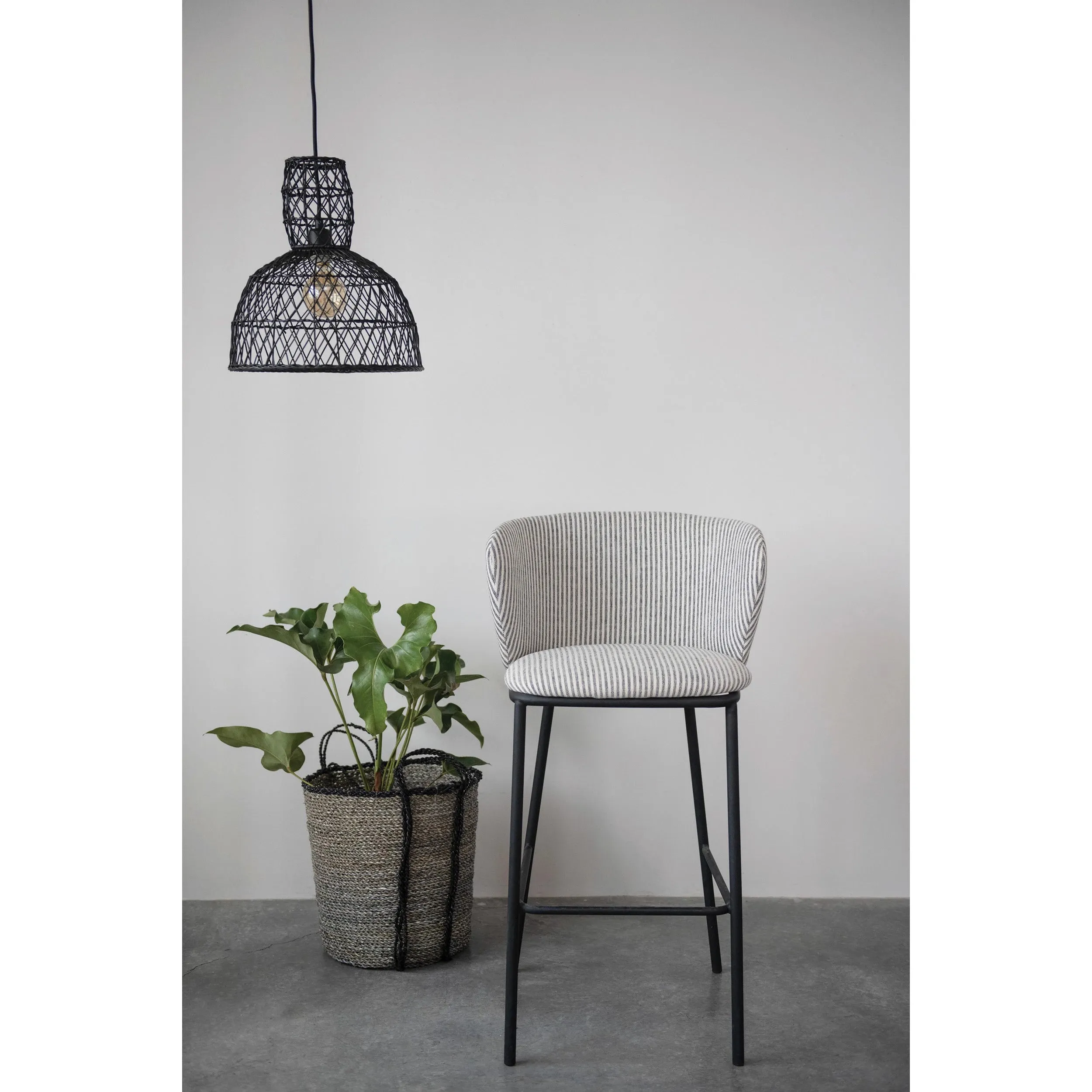 Creative Co-op - Woven Rattan & Metal Pendant Lamp