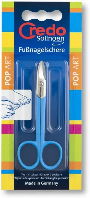Credo Solingen Toenail Scissors, Bent, Nickel Plated, Blue