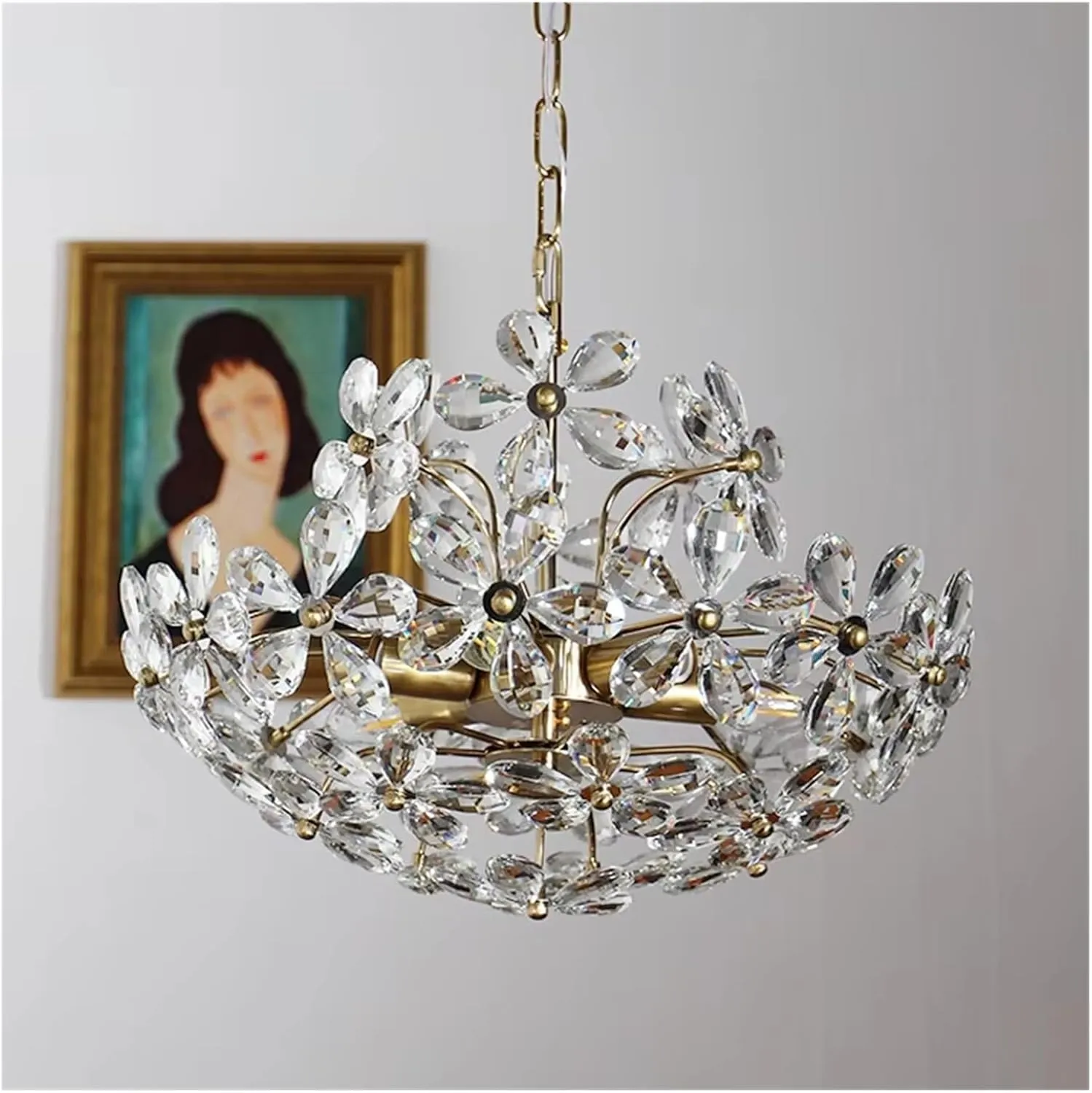Crystal Chandelier Pendant Lights Dining Living Room Hotel Chandelier Led Flower Chandelier Suspension Hanging Lamp(Cool Light,D45*H32cm)