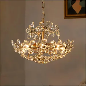 Crystal Chandelier Pendant Lights Dining Living Room Hotel Chandelier Led Flower Chandelier Suspension Hanging Lamp(Cool Light,D45*H32cm)