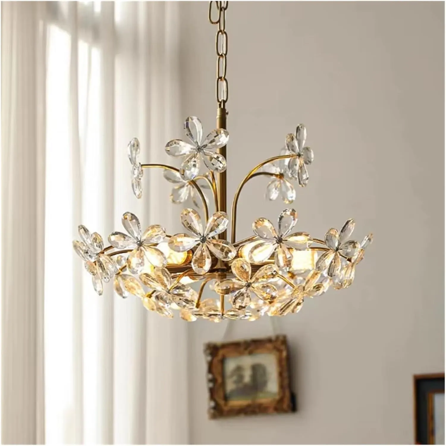 Crystal Chandelier Pendant Lights Dining Living Room Hotel Chandelier Led Flower Chandelier Suspension Hanging Lamp(Cool Light,D45*H32cm)