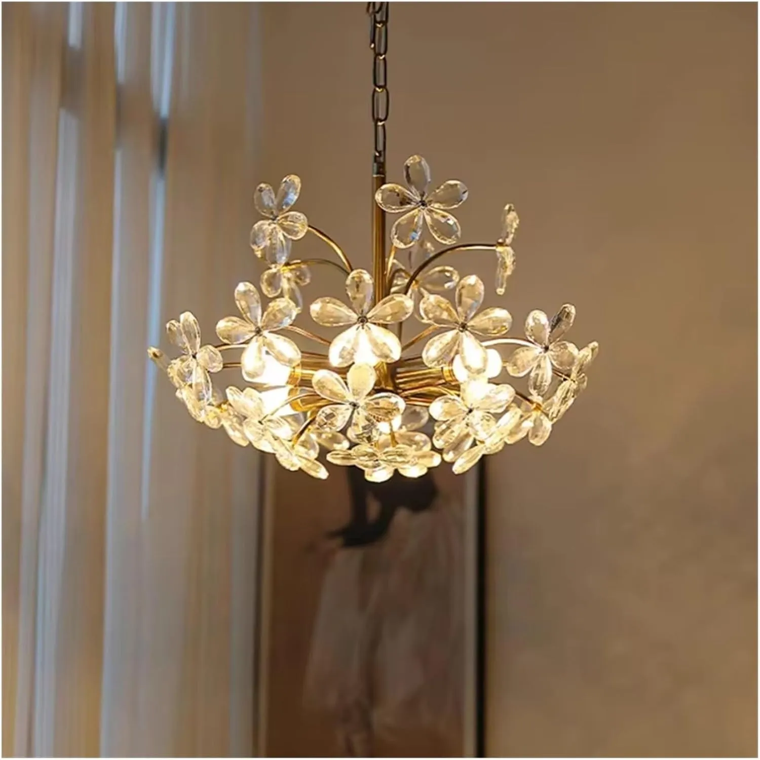 Crystal Chandelier Pendant Lights Dining Living Room Hotel Chandelier Led Flower Chandelier Suspension Hanging Lamp(Cool Light,D45*H32cm)