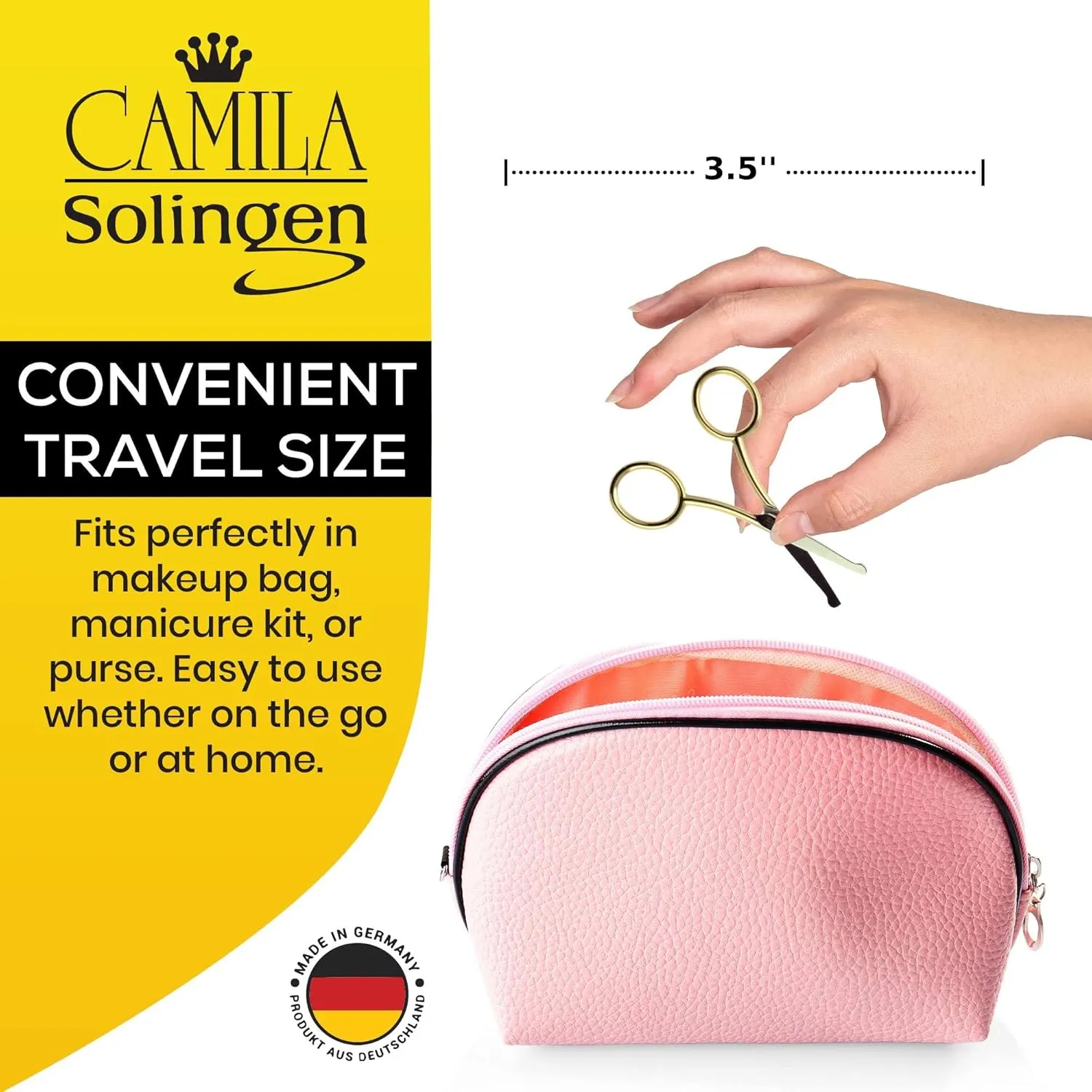 CS06 Professional Hypoallergenic Gold Plated Rounded Safety Tip Scissors for Facial, Body & Nostril Hair. for Men Women & Kids. Made of Durable Stainless Steel in Solingen, Germany