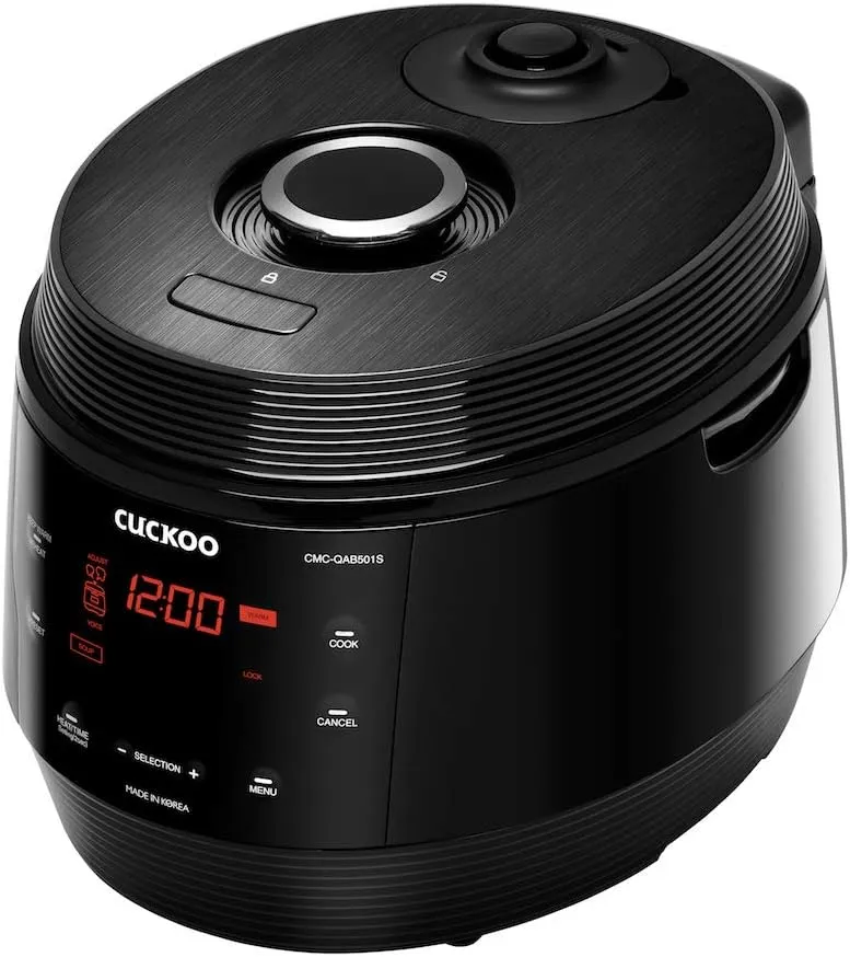 CUCKOO CMC-QAB501SB | 5QT. Standard 8-in-1 Pressure Cooker | 10 Menu Options: Slow Cooker, Sauté, Steamer, Yogurt & More, Made in Korea | Black