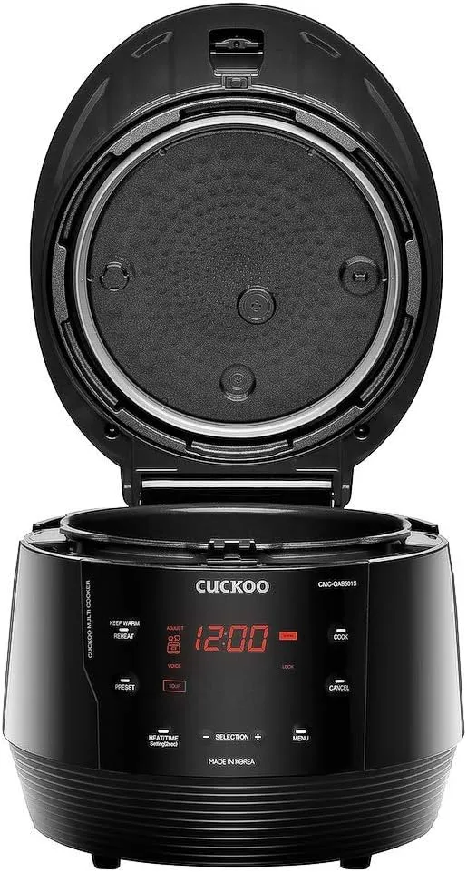 CUCKOO CMC-QAB501SB | 5QT. Standard 8-in-1 Pressure Cooker | 10 Menu Options: Slow Cooker, Sauté, Steamer, Yogurt & More, Made in Korea | Black