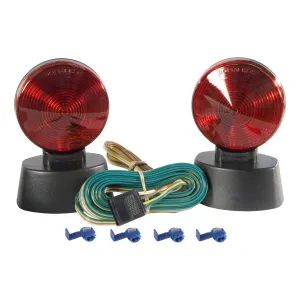 CURT 53200 Magnetic Trailer Lights for Dinghy Towing, 4-Way Flat Plug, Stop Tail Turn