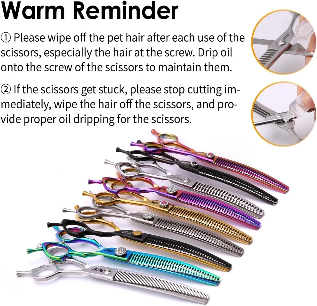 Curved Chunkers Shears Dog Grooming Scissors 7.0 in Professional Downward Thinning Shears for Dogs Cat Pet Japan 440C Stainless Steel Sharp and Durable(7.0 In, Chunker)